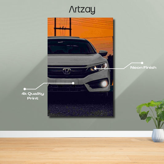 Honda Civic Neon Poster – Iconic Glow Edition | 4K Print