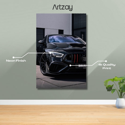 Mercedes-Benz C118 Headlights Neon Poster – Iconic Glow Edition | 4K Print