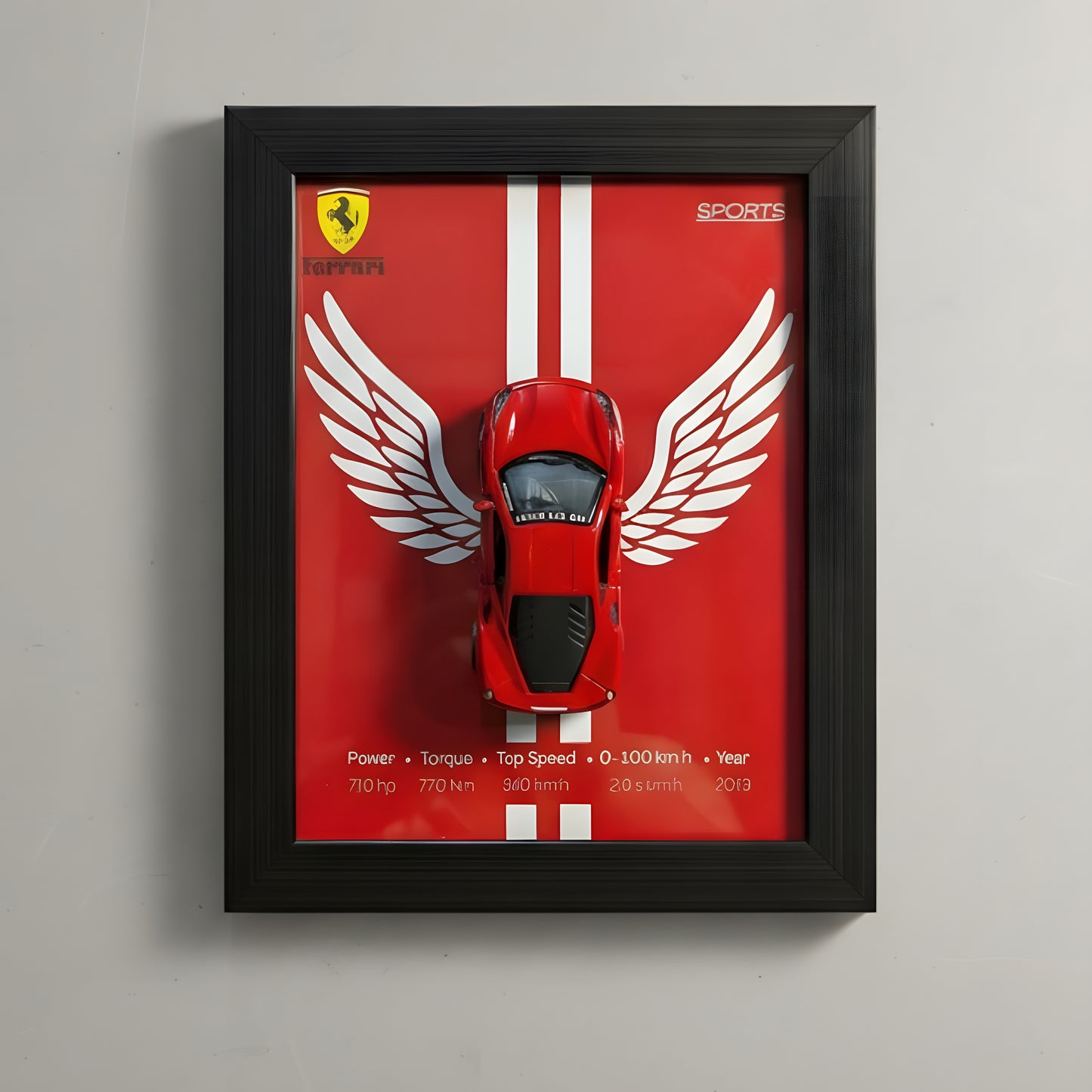 Ferrari F8 3D Car Frames Original Metal Diecast Cars | Car Wall Decor