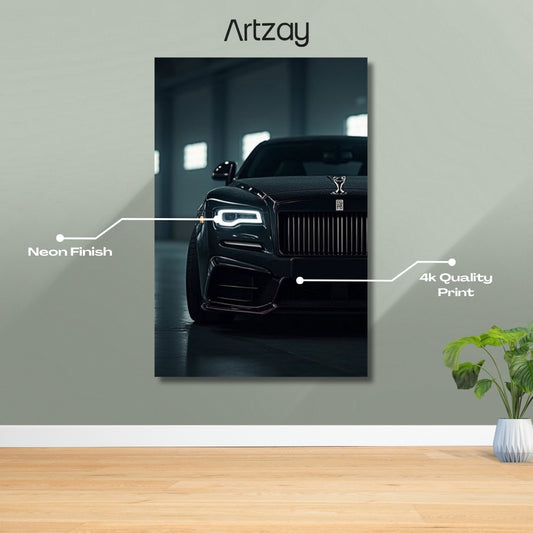 Rolls-Royce Wraith Headlights Neon Poster – Iconic Glow Edition | 4K Print