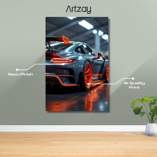 Porsche 911 GT3 RS Rear lights Neon Poster – Iconic Glow Edition | 4K Print