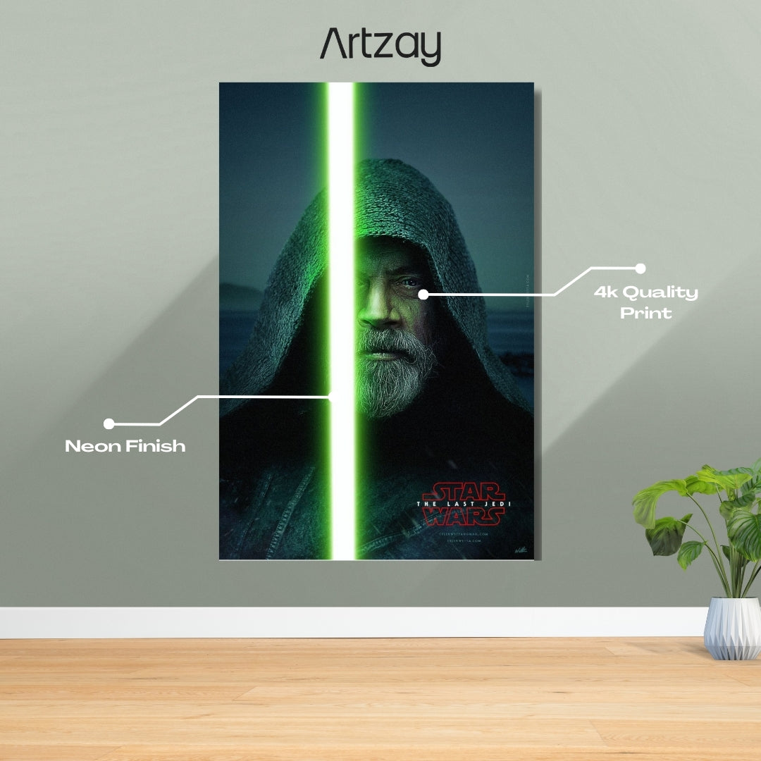 Luke Skywalker Neon Poster – Iconic Glow Edition | 4K Print