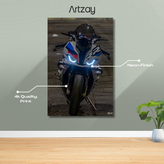 BMW S 1000 RR Headlights Neon Poster – Iconic Glow Edition | 4K Print