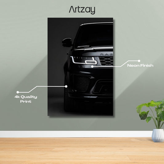 Range Rover Sport Headlights Neon Poster – Iconic Glow Edition | 4K Print