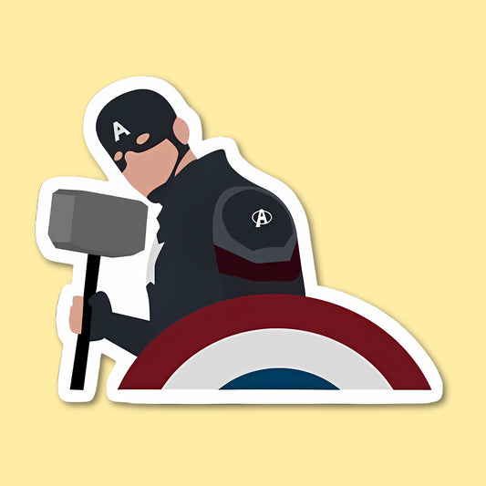 Captain America Holding Mjolnir Sticker