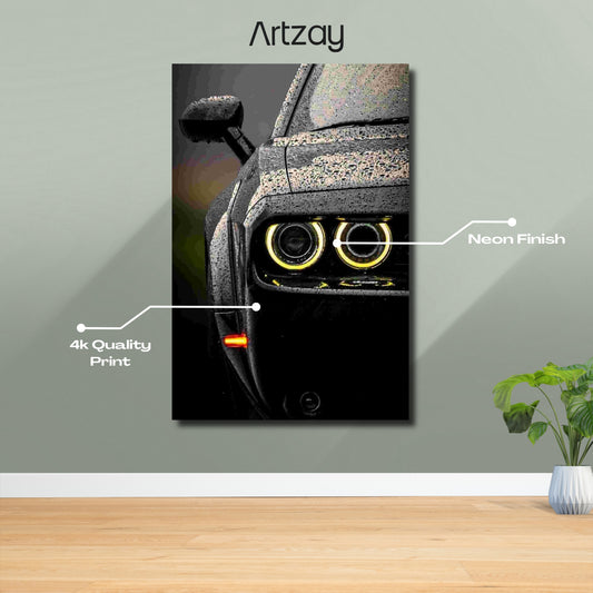 Dodge Challenger Hellcat Neon Poster – Iconic Glow Edition | 4K Print