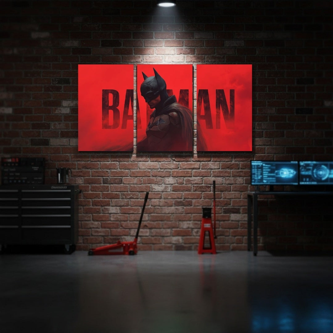 Batman 3 Panel Wall Art | Superhero Wall Frames | 4K Waterproof & Fade-Proof DC Decor for Gaming Room, Bedroom & Office