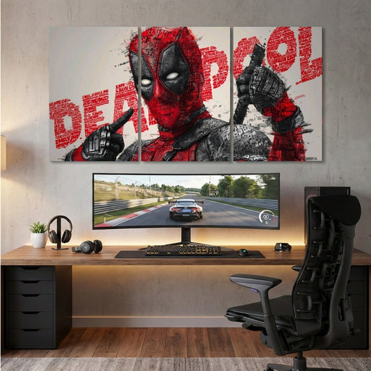 Deadpool 3 Panel Wall Frame | Marvel Superhero Wall Art | 4K Waterproof Gaming Room & Office Decor