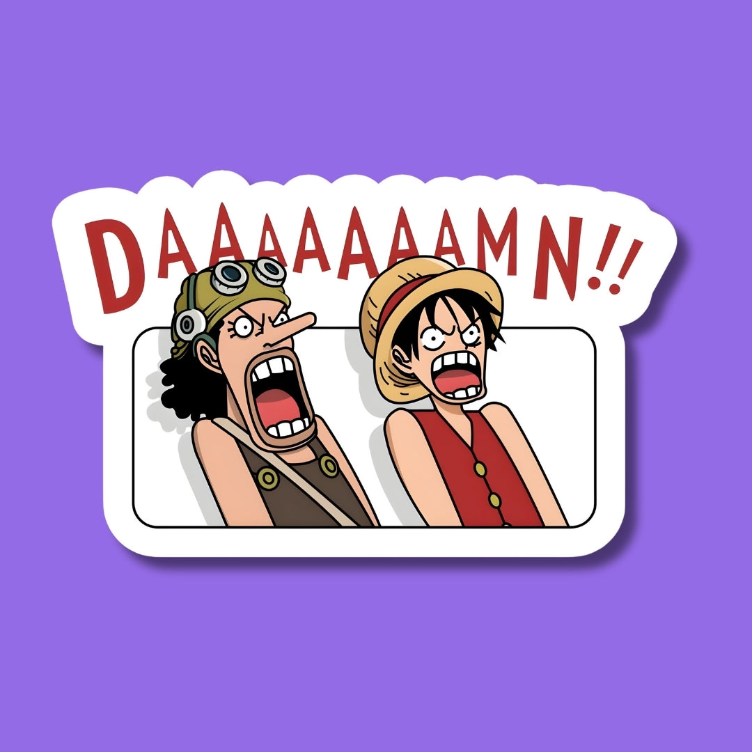 Luffy and Usopp Shocked Sticker