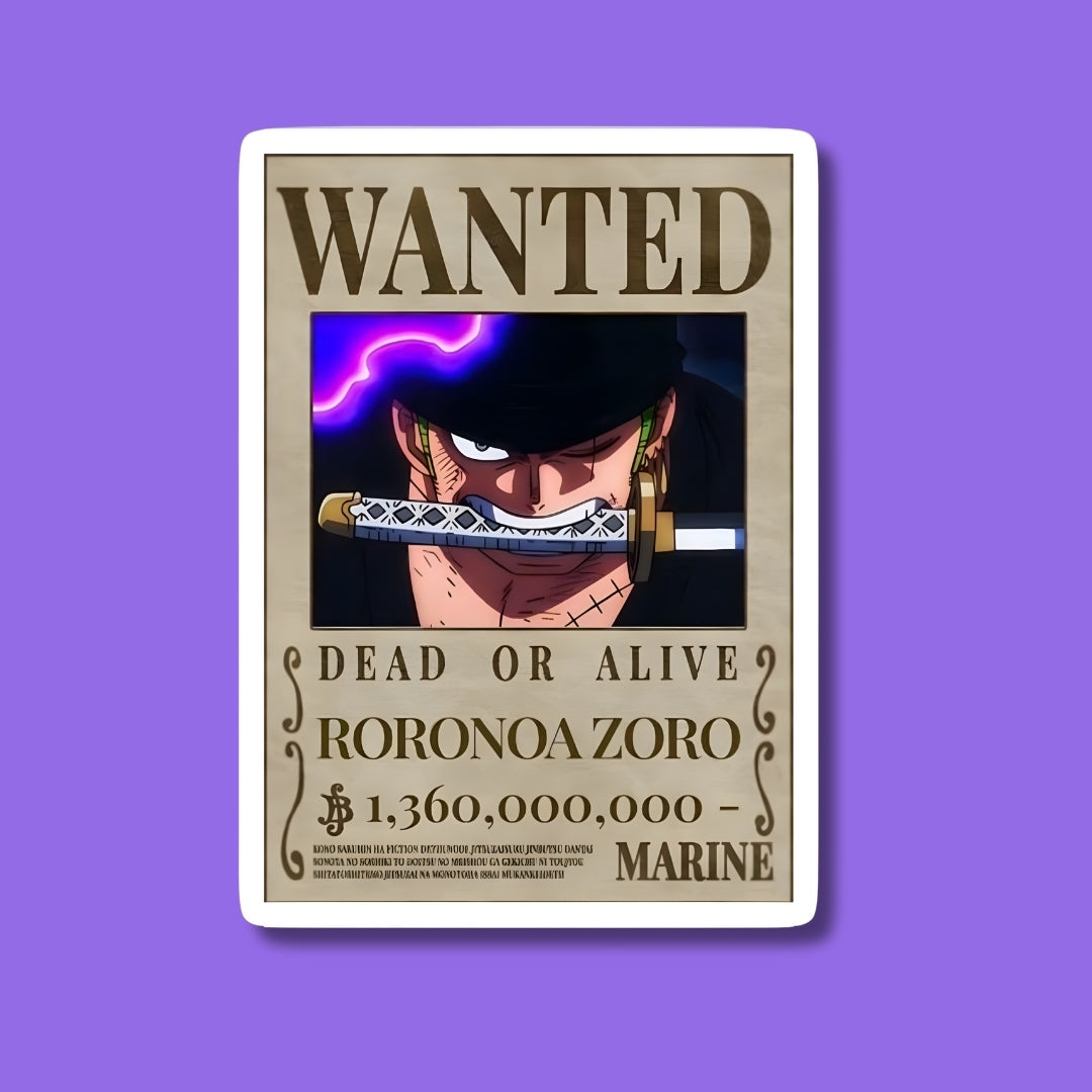 Zoro Wanted Sticker