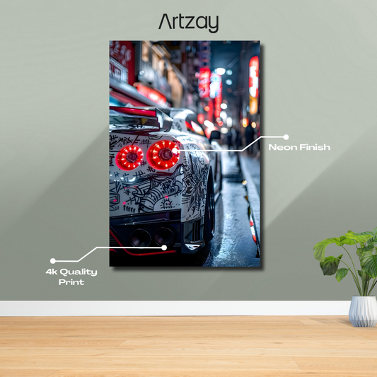 Nissan GTR R35 Neon Poster – Iconic Glow Edition | 4K Print