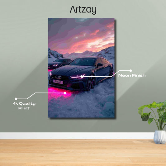 Audi RS7 Neon Poster – Iconic Glow Edition | 4K Print