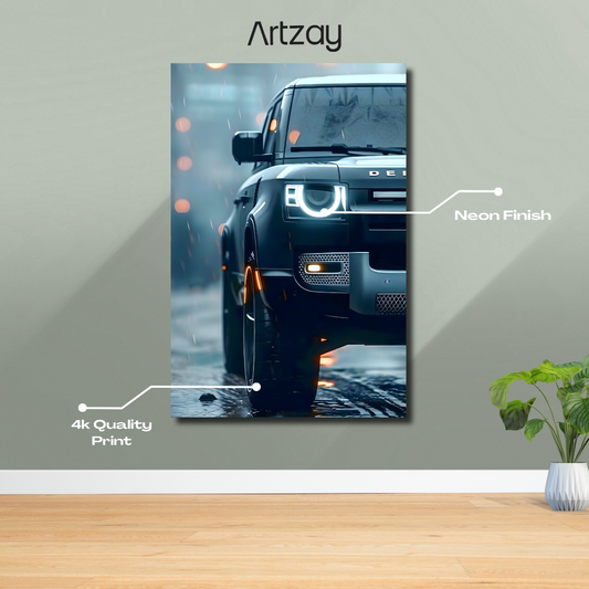 Range Rover Defender Neon Poster – Iconic Glow Edition | 4K Print
