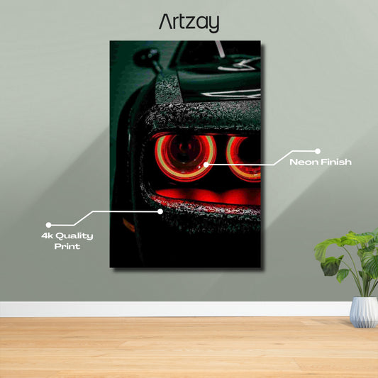 Dodge Challenger HellCat Red Eyes Neon Poster – Iconic Glow Edition | 4K Print