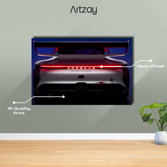 Porsche 911 GT3 Tail Light Neon Poster – Iconic Glow Edition | 4K Print