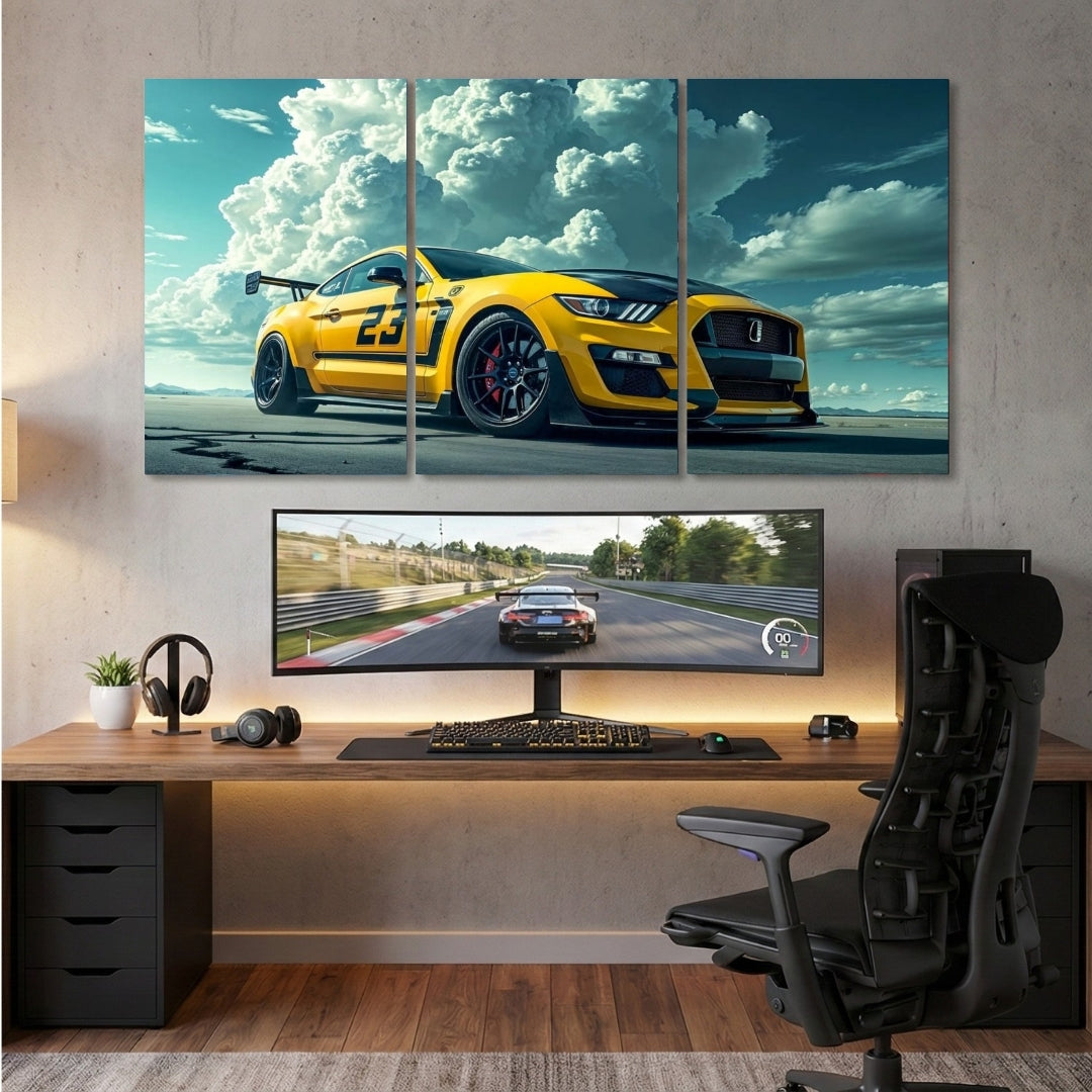 Ford Mustang Shelby GT350 3 Panel Wall Frames | Muscle Car Wall Art | 4K Waterproof & Fade-Proof Automotive Decor for Gaming Room, Office & Bedroom