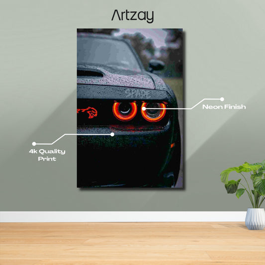 Dodge Red Eyes Neon Poster – Iconic Glow Edition | 4K Print