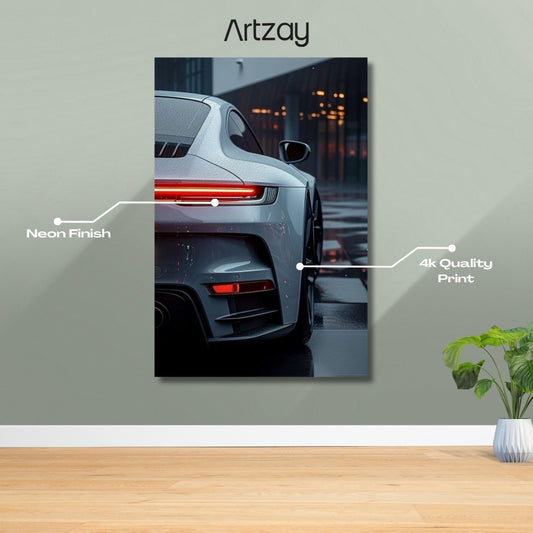 Porsche 911 Rearlights Neon Poster – Iconic Glow Edition | 4K Print