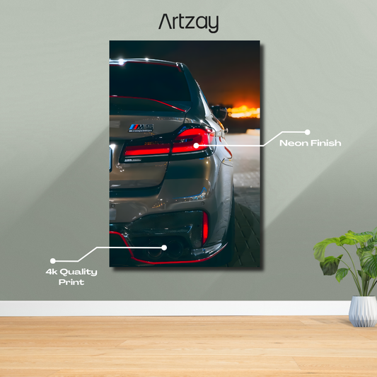 BMW M5 Neon Poster – Iconic Glow Edition | 4K Print