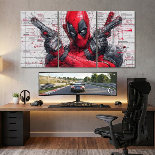 Deadpool 3 Panel Wall Frame | Marvel Anti-Hero Wall Art | 4K Waterproof Gaming Room & Office Decor