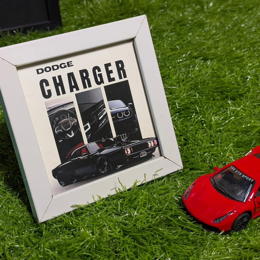 Dodge Charger Collectible Mini Frame | Muscle Car Photo Frame | Glass Frame with Stand & Wall Mount | Car Lovers Collectible Decor