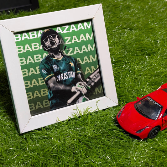 Babar Azam Collectible Mini Frame | Pakistan Cricket Legend Photo Frame | Glass Frame with Stand & Wall Mount | Cricket Fans Collectible