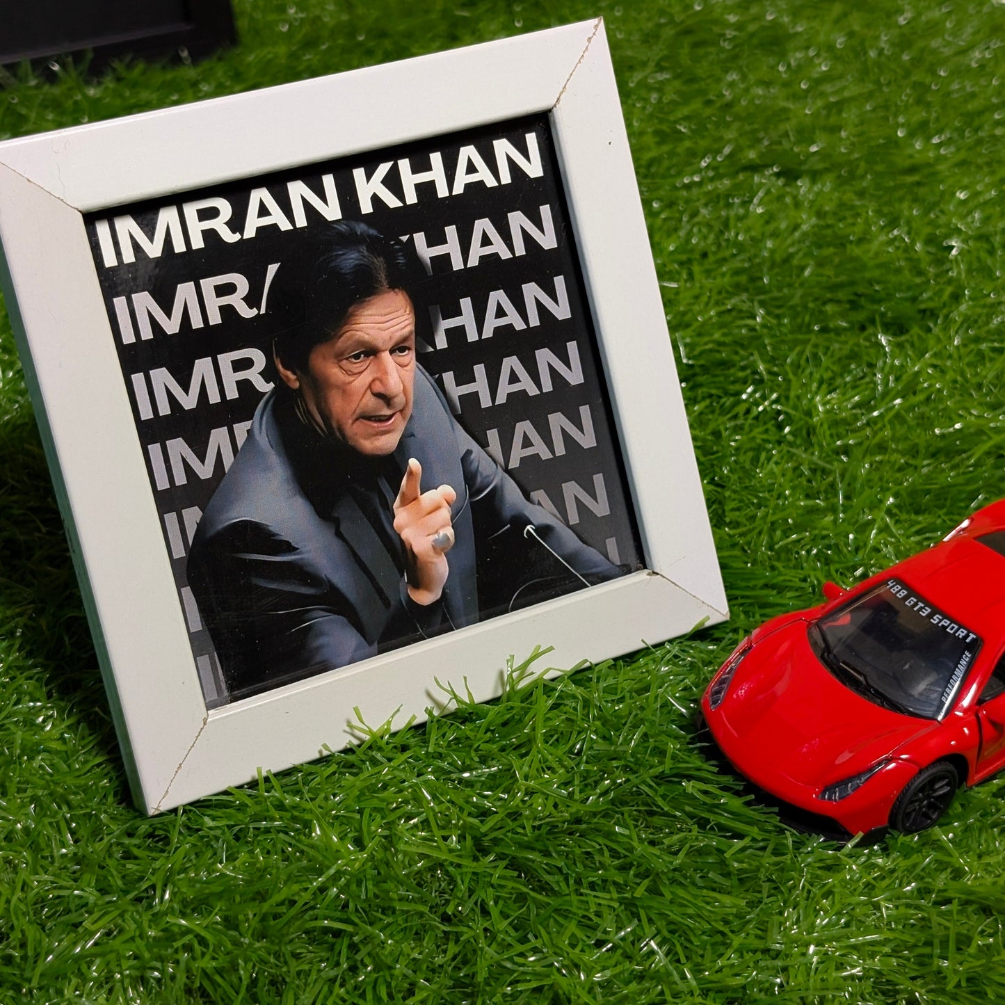 Imran Khan Collectible Mini Frame | Premium White Glass Frame | Iconic Wall Art & Desk Decor for Pakistan