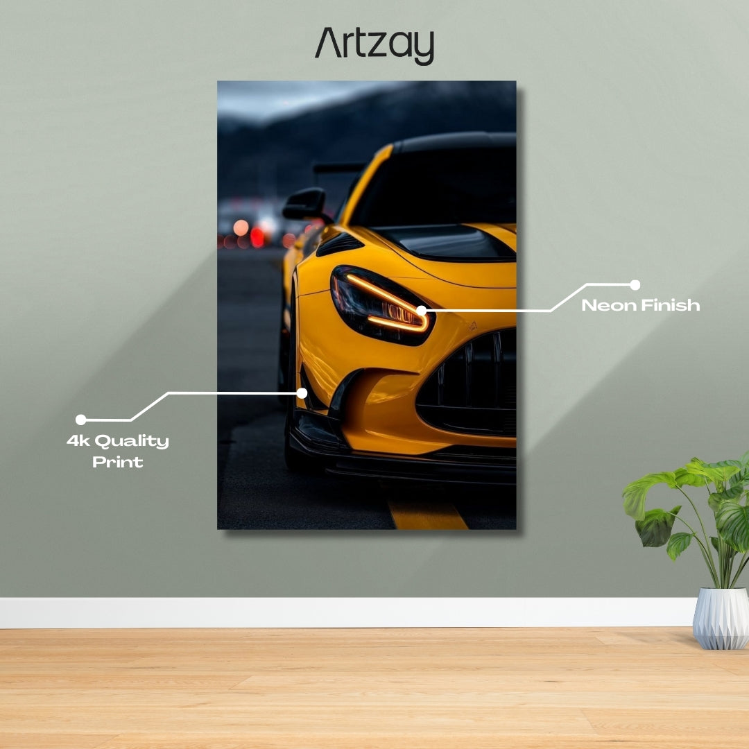 Mercedes-AMG GT 63 Headlights Neon Poster – Iconic Glow Edition | 4K Print
