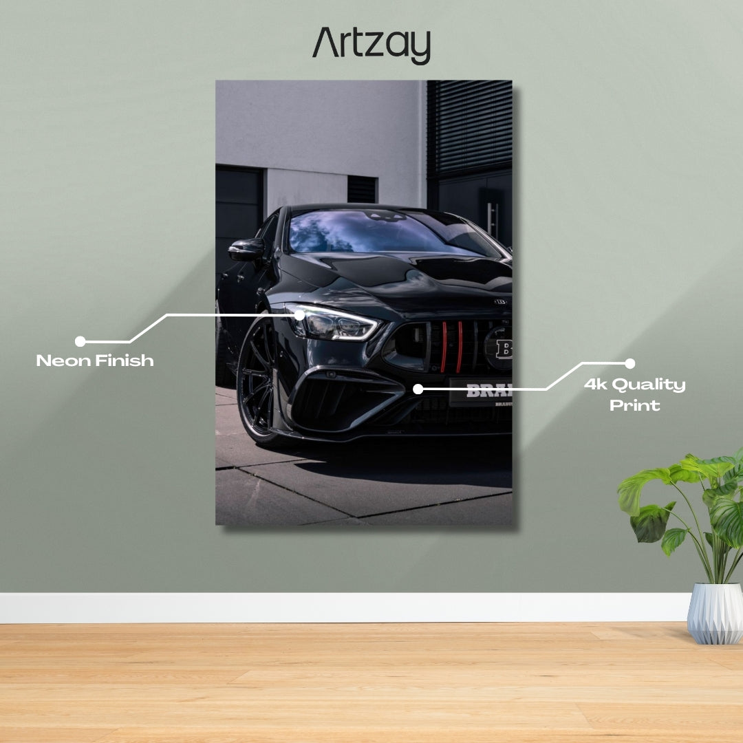 Mercedes-Benz C118 Headlights Neon Poster – Iconic Glow Edition | 4K Print