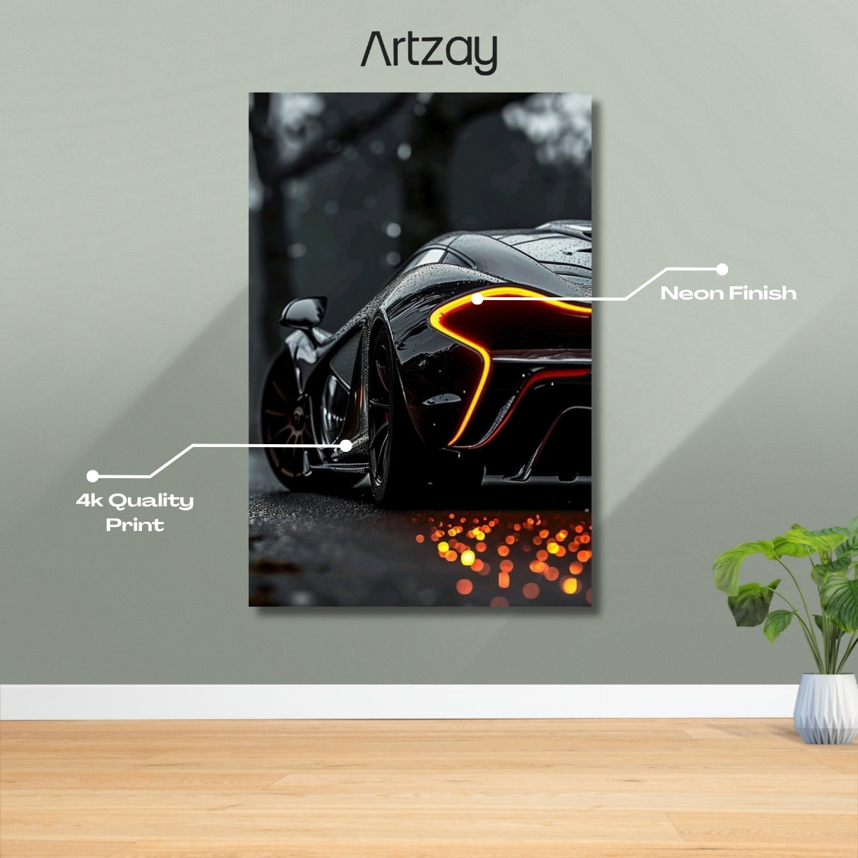McLaren P1 Rear Headlights Neon Poster – Iconic Glow Edition | 4K Print