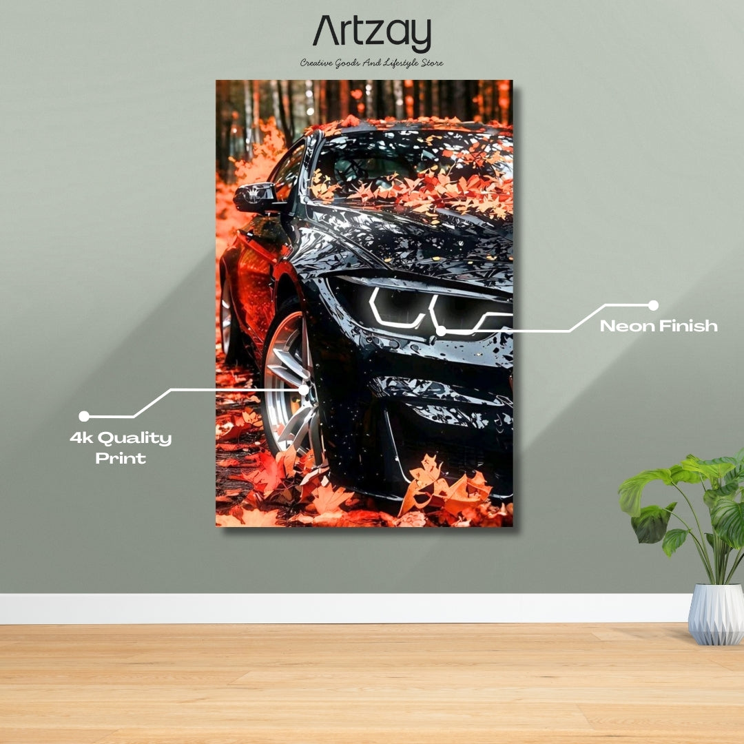 BMW Autumn Drive Neon Poster – Iconic Glow Edition | 4K Print