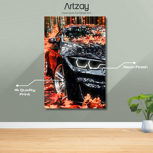 BMW Autumn Drive Neon Poster – Iconic Glow Edition | 4K Print
