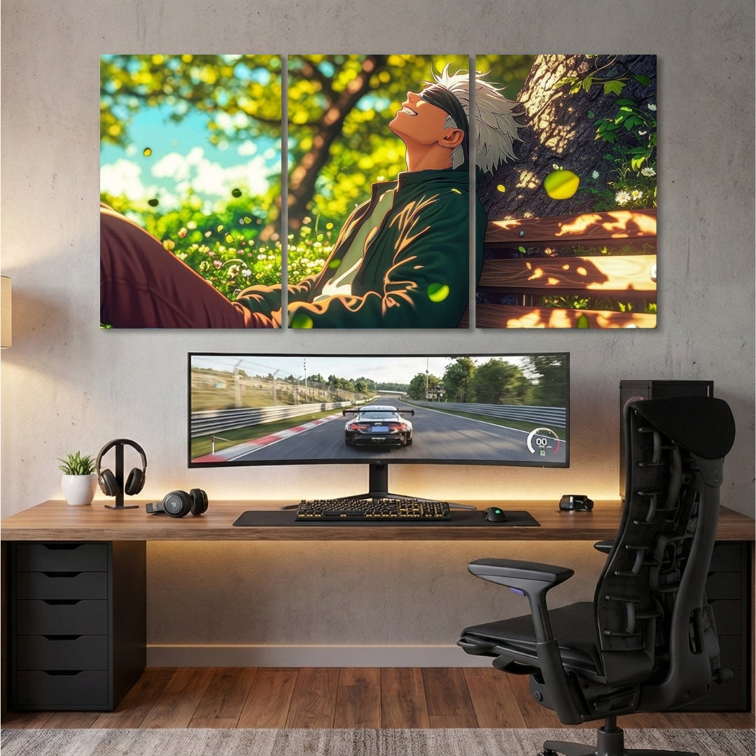 Gojo Satoru (Jujutsu Kaisen) 3 Panel Wall Frames | Anime Wall Frames | 4K Waterproof & Fade-Proof Anime Room Decor for Gaming Setup & Bedroom