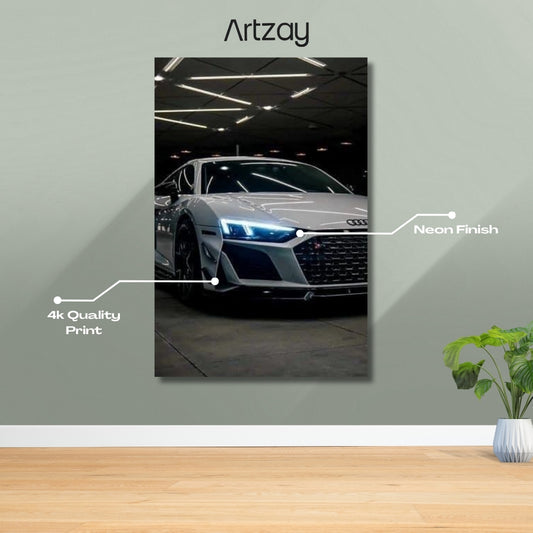 Audi R8 Headlights Neon Poster – Iconic Glow Edition | 4K Print