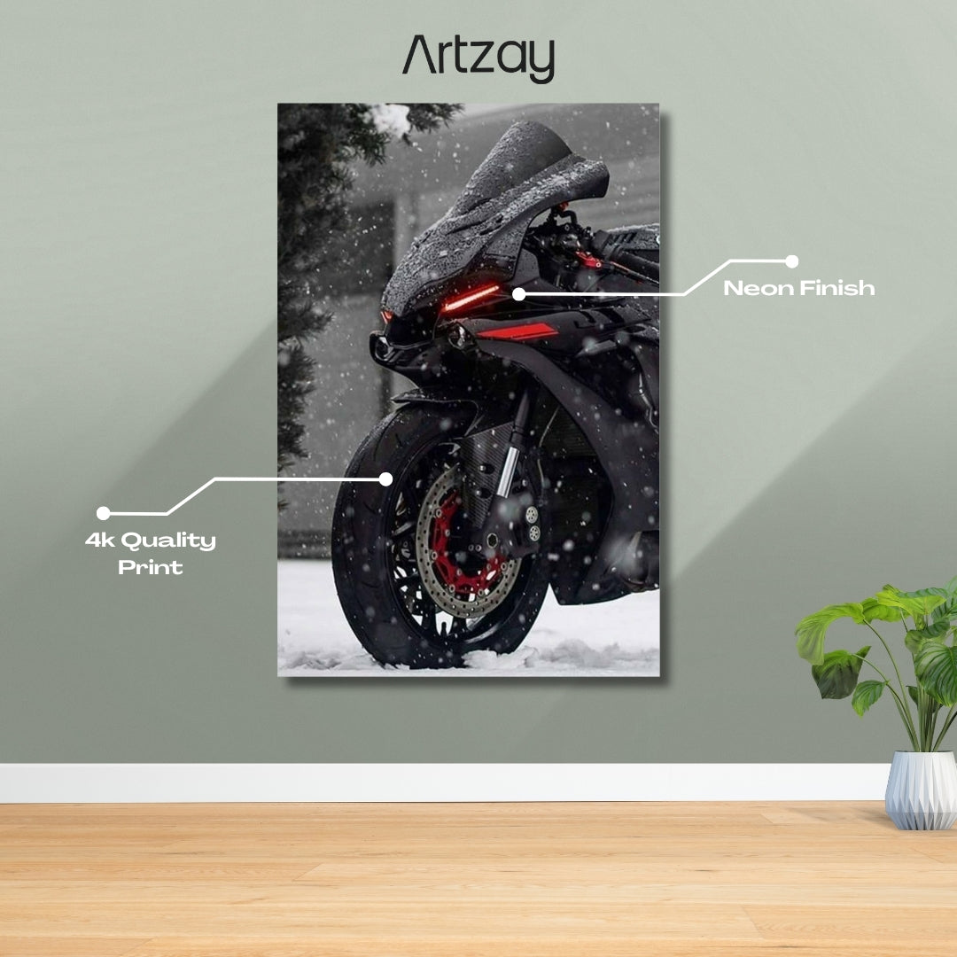Yamaha R1 Headlights Neon Poster – Iconic Glow Edition | 4K Print