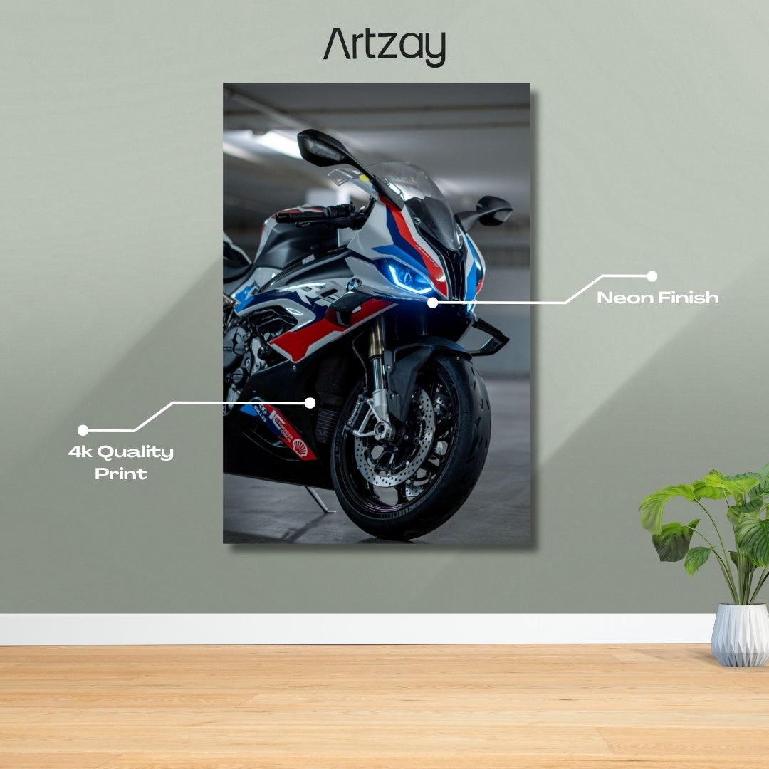 BMW S 1000 RR Headlights Neon Poster – Iconic Glow Edition | 4K Print