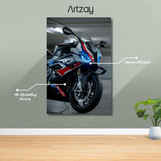 BMW S 1000 RR Headlights Neon Poster – Iconic Glow Edition | 4K Print