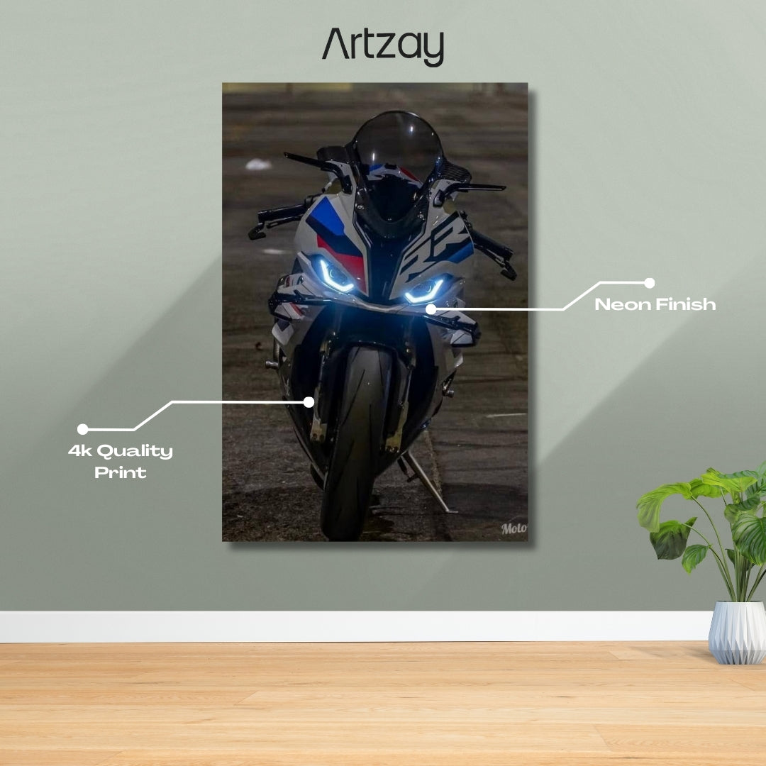 BMW S 1000 RR Headlights Neon Poster – Iconic Glow Edition | 4K Print