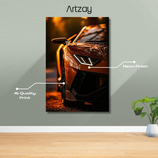 Lamborghini Aventador Headlights Neon Poster – Iconic Glow Edition | 4K Print