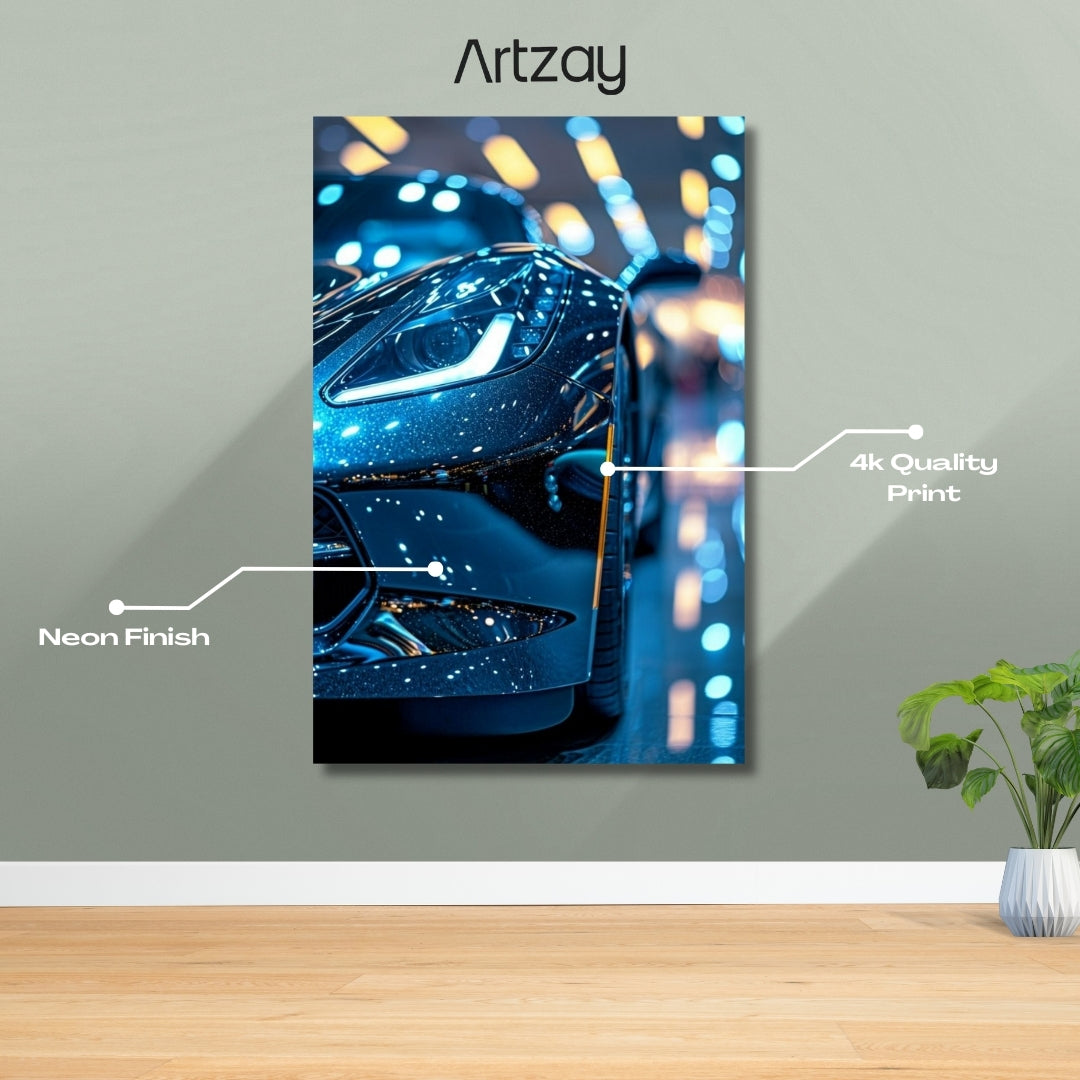 Chevrolet Corvette Headlights Neon Poster – Iconic Glow Edition | 4K Print