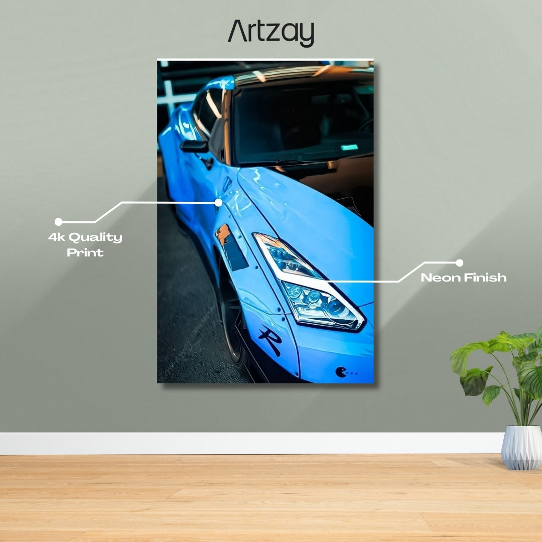 Nissan GT-R (R35) Headlights Neon Poster – Iconic Glow Edition | 4K Print