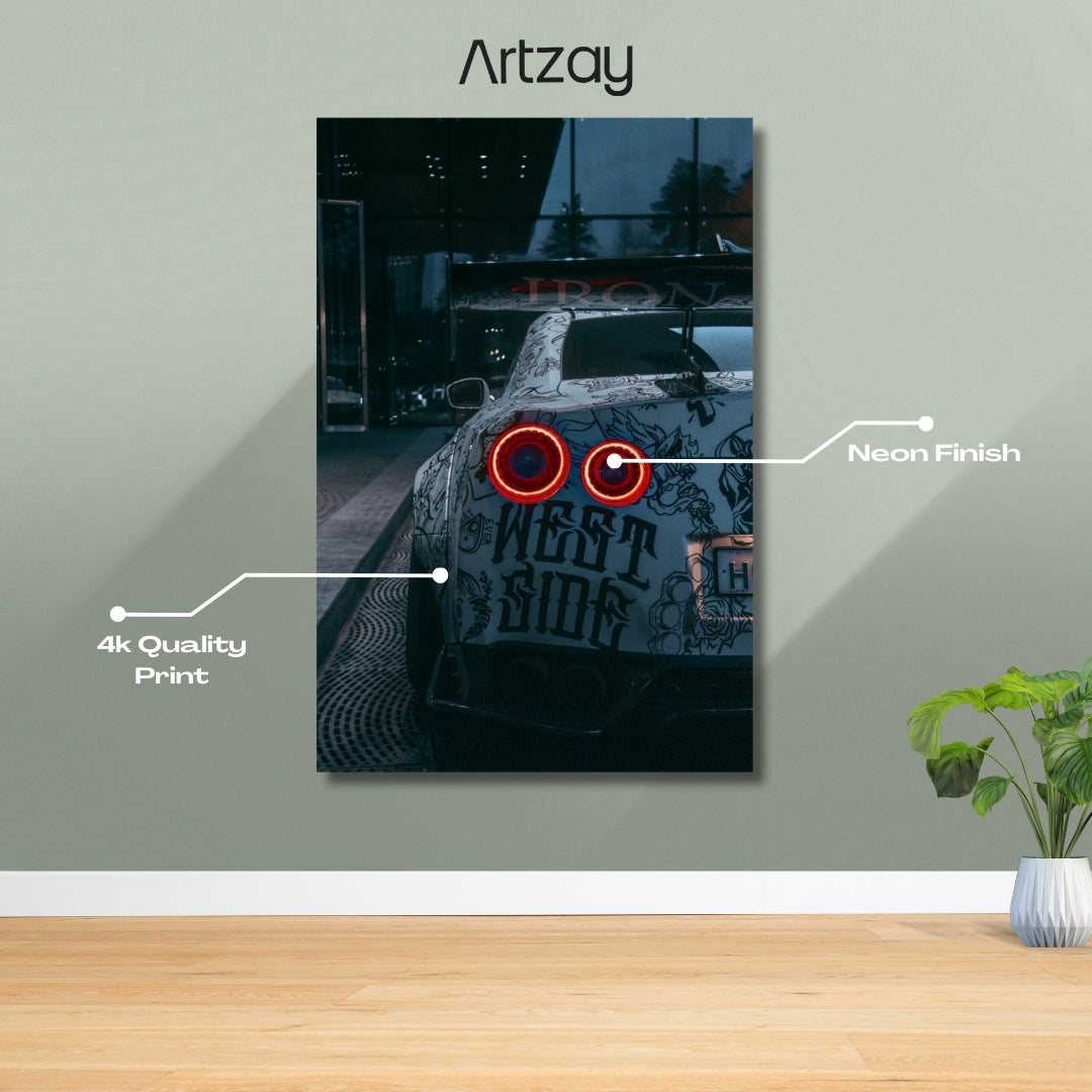 Nissan GT-R Rear lights Neon Poster – Iconic Glow Edition | 4K Print
