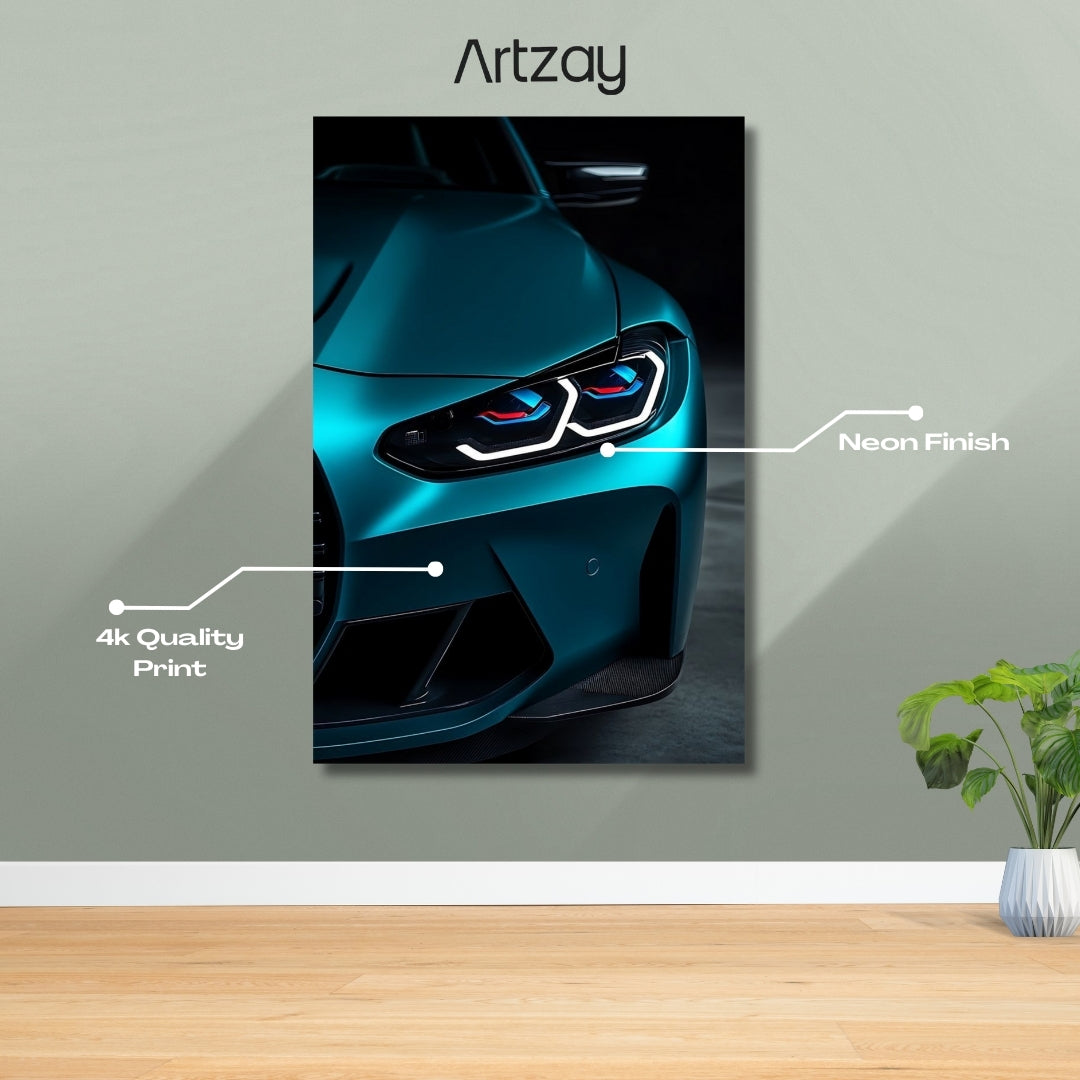 BMW M4 Headlights Neon Poster – Iconic Glow Edition | 4K Print