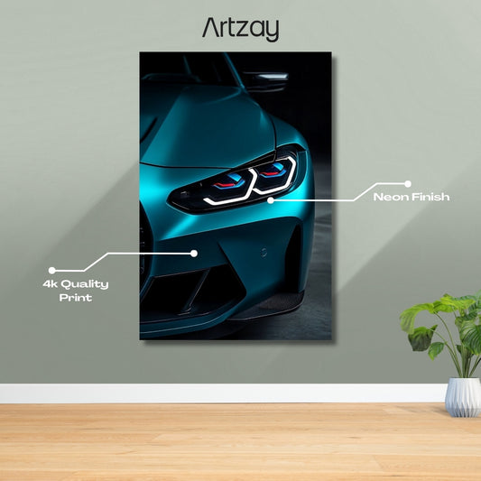 BMW M4 Headlights Neon Poster – Iconic Glow Edition | 4K Print