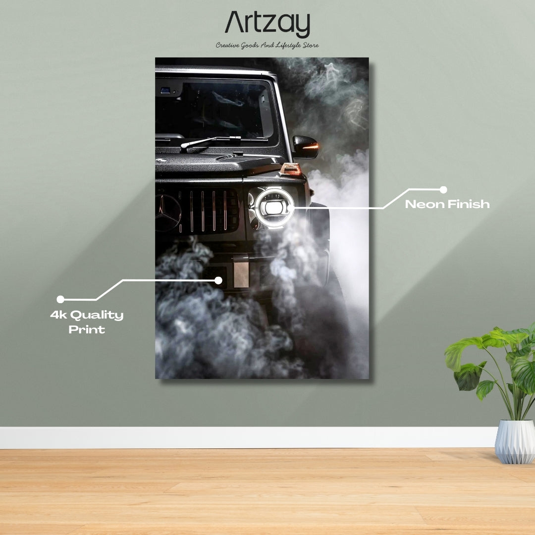 Mercedes G-Wagon Night Smoke Neon Poster – Iconic Glow Edition | 4K Print