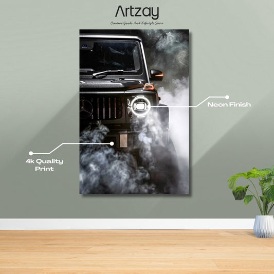 Mercedes G-Wagon Night Smoke Neon Poster – Iconic Glow Edition | 4K Print