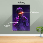 Cyber David Statue Red Visor Neon Poster – Iconic Glow Edition | 4K Print