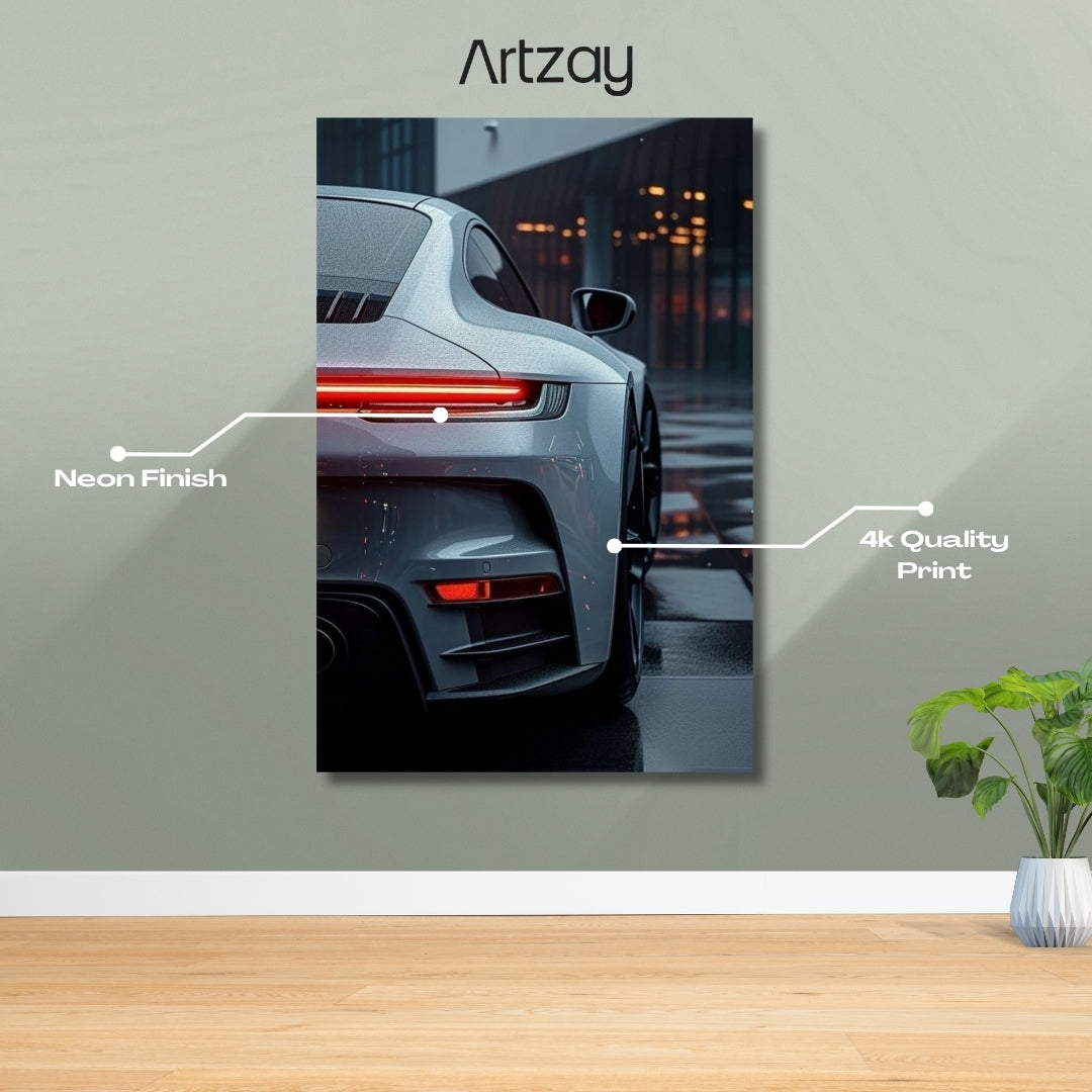 Porsche 911 Rearlights Neon Poster – Iconic Glow Edition | 4K Print