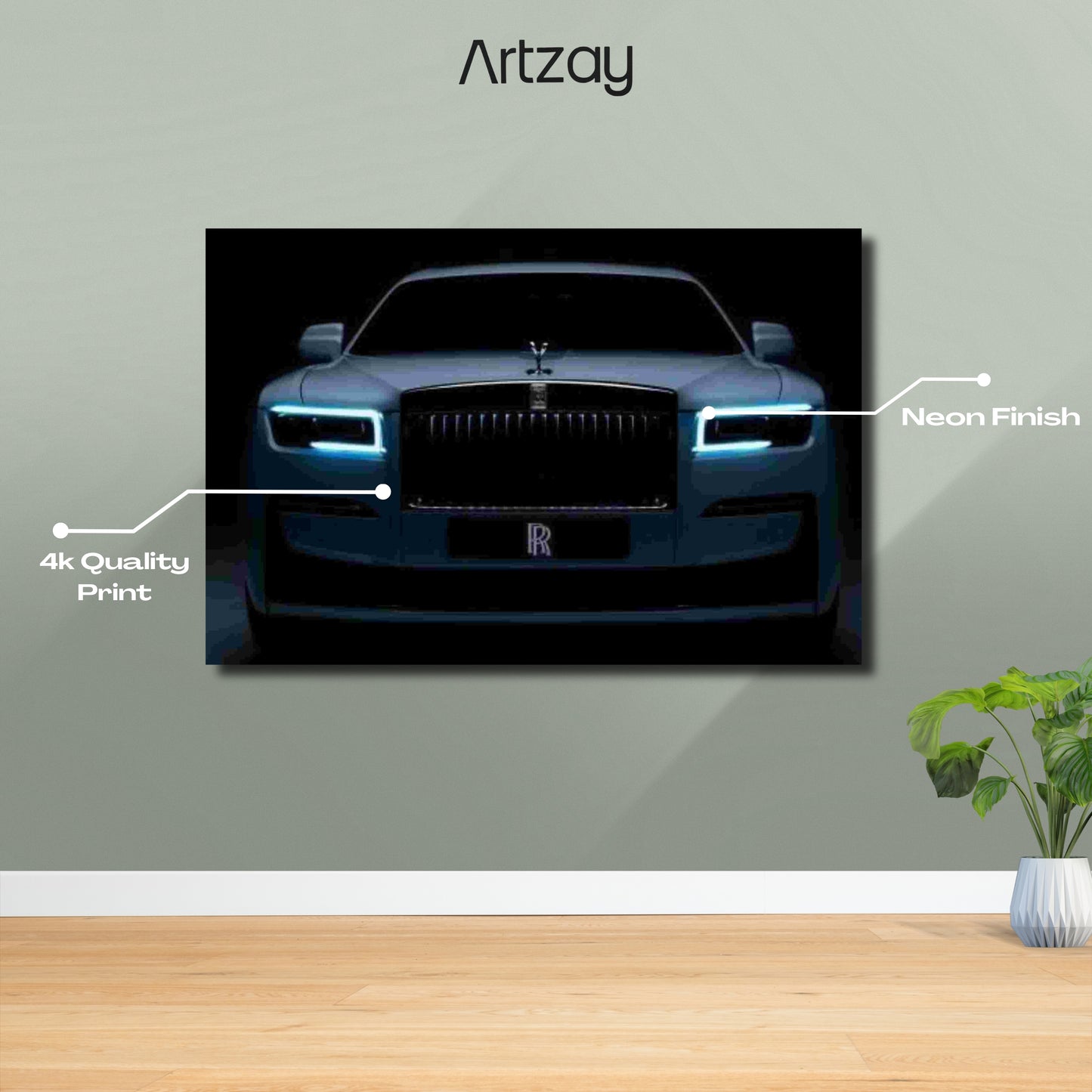 Rolls Royace Phantom Neon Poster – Iconic Glow Edition | 4K Print