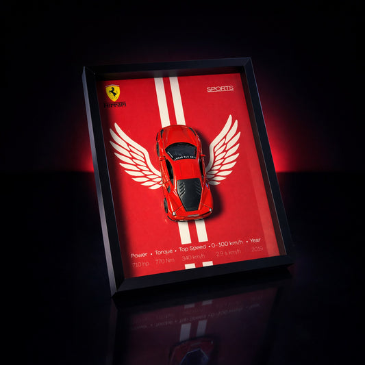 Ferrari F8 3D Car Frames Original Metal Diecast Cars | Car Wall Decor